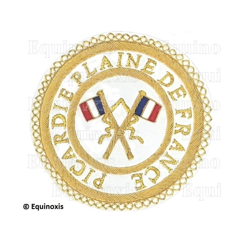 Badge / Macaron GLNF – Grande tenue provinciale – Passé Grand Porte-Etendard – Picardie – Plaine de France – Ricamato a mano