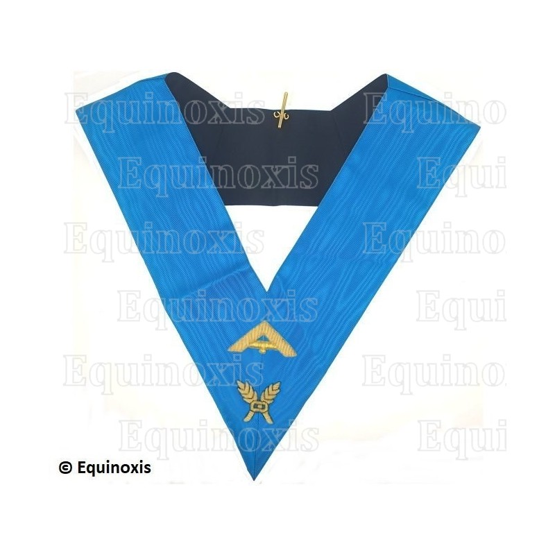 Collare massonico – Rito Francese Groussier – Primo Sorvegliante – Ricamato a mano