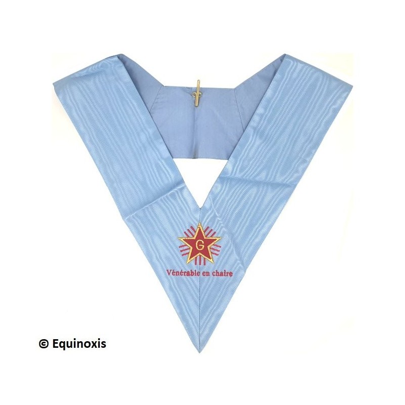 Collare massonico – Rito Francese Tradizionale – Vénérable en chaire avec inscription – Ricamo a macchina 
