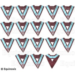 Collari massonici – Rito del Marchio – Set di 17 Ufficiali – Coccarda tricolore – Colori inglesi