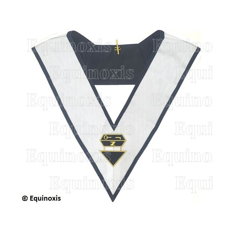 Collare massonico – RSAA – 4° grado – Bianco – Ricamato a macchina