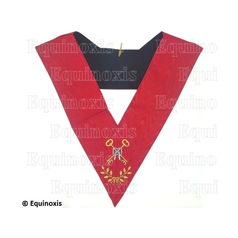 Collare massonico – RSAA – Ufficiale del 18° grado – Cavaliere Tesoriere – Ricamato a macchina con foglie