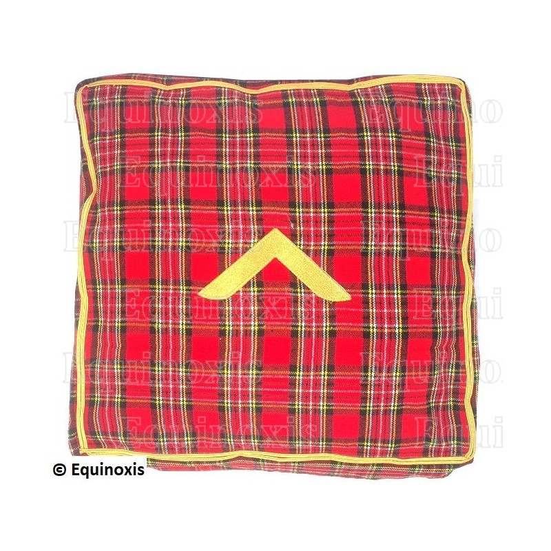 Cuscino massonico – Rito Standard di Scozia – Copertina in tartan – Quadrato ricamato a macchina