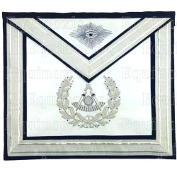 Grembiule massonico in pelle – Rito York – Passé Maître – Ruban argenté et oeil avec gloire – Ricamo a mano
