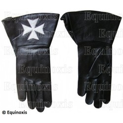 Gants cuir noir à crispins – Croix de Malte – Misura XXXL