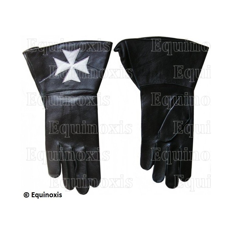 Gants cuir noir à crispins – Croix de Malte – Misura XXXL
