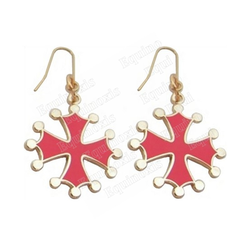 Boucles d'oreilles occitanes – Croce occitana émaillée rouge – Grande
