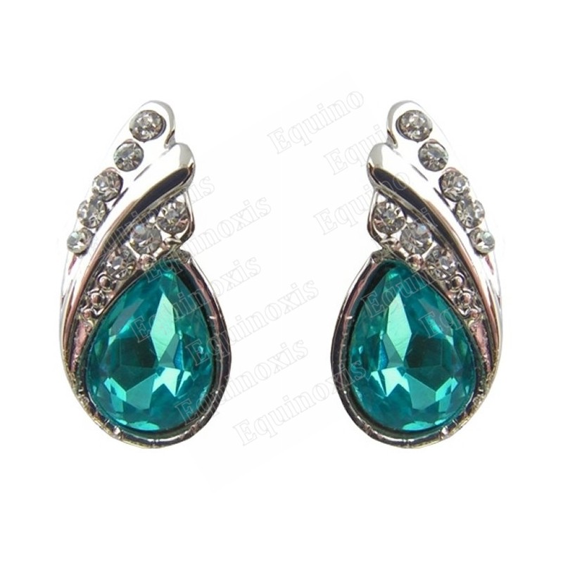 Boucles d'oreilles en cristal – Esméralda – Bleu – Finition argent