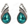 Boucles d'oreilles en cristal – Esméralda – Bleu – Finition argent