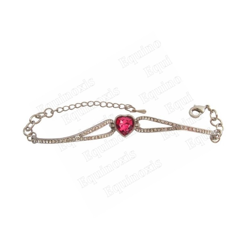Bracialetto en cristal – Cuore – Rose – Finition argent