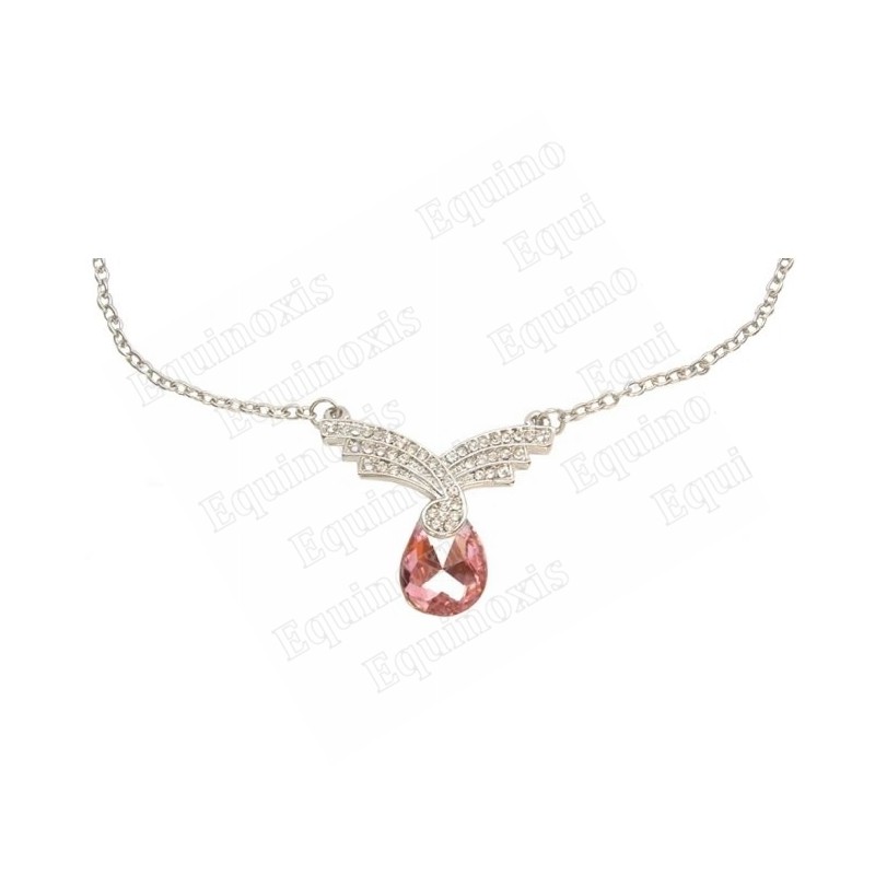 Collier en cristal – Princesse – Rose – Finition argent