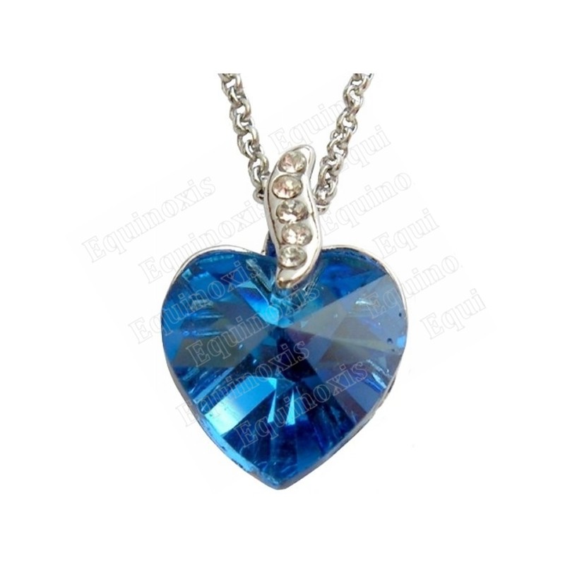 Pendentif en cristal – Cuore – Bleu – Finition argent