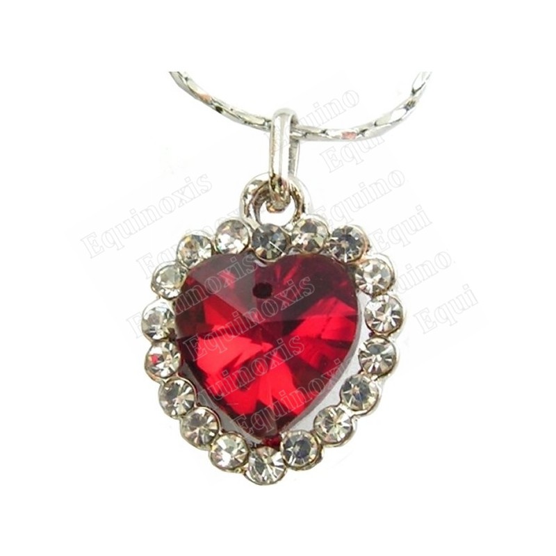 Pendentif en cristal – Cuore diamanté – Rouge – Finition argent