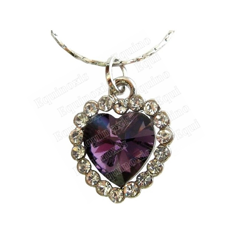Pendentif en cristal – Cuore diamanté – Violet – Finition argent