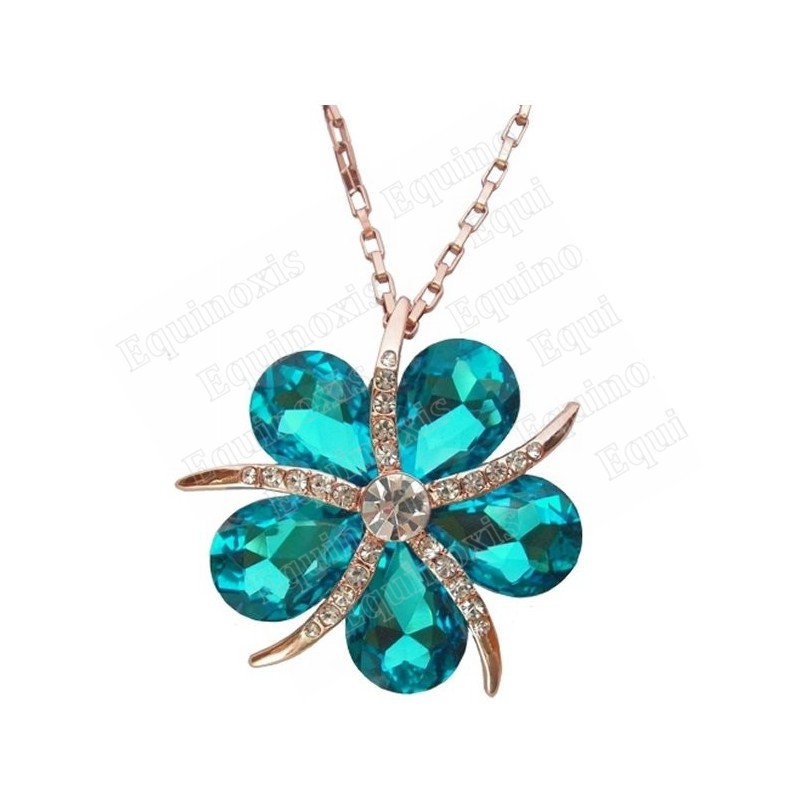 Pendentif en cristal – Etoile de mer – Bleu – Finition or rose