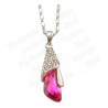 Pendentif en cristal – Goutte – Rose – Finition argent