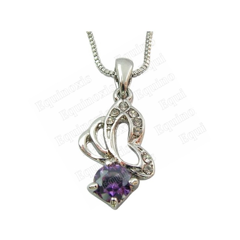 Pendentif en cristal – Farfalla – Violet – Finition argent
