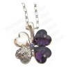 Pendentif en cristal – Trèfle à quatre feuilles – Violet – Finition argent