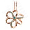 Pendentif en cristal – Fleur – Bleu – Finition or rose