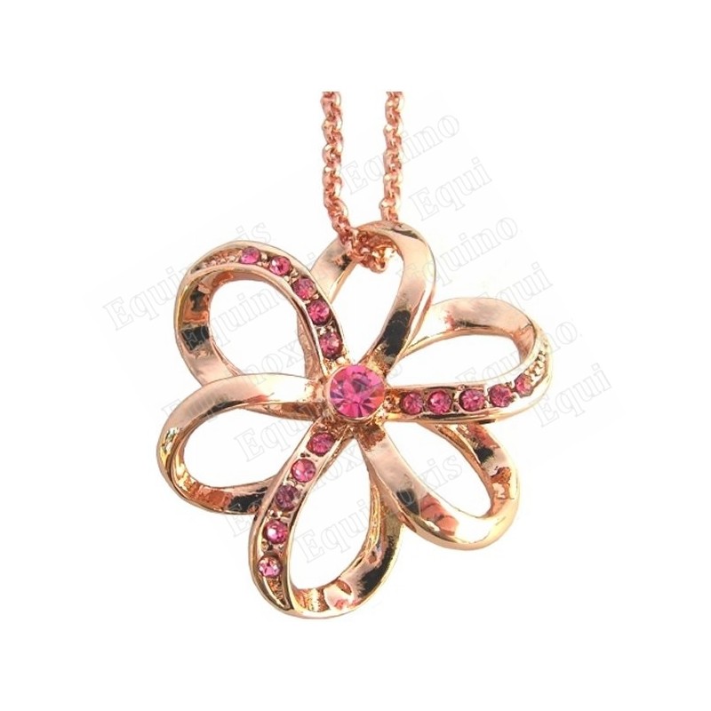 Pendentif en cristal – Fleur – Rose – Finition or rose
