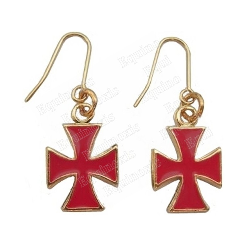 Orecchini templari – Croce templare smaltata rossa
