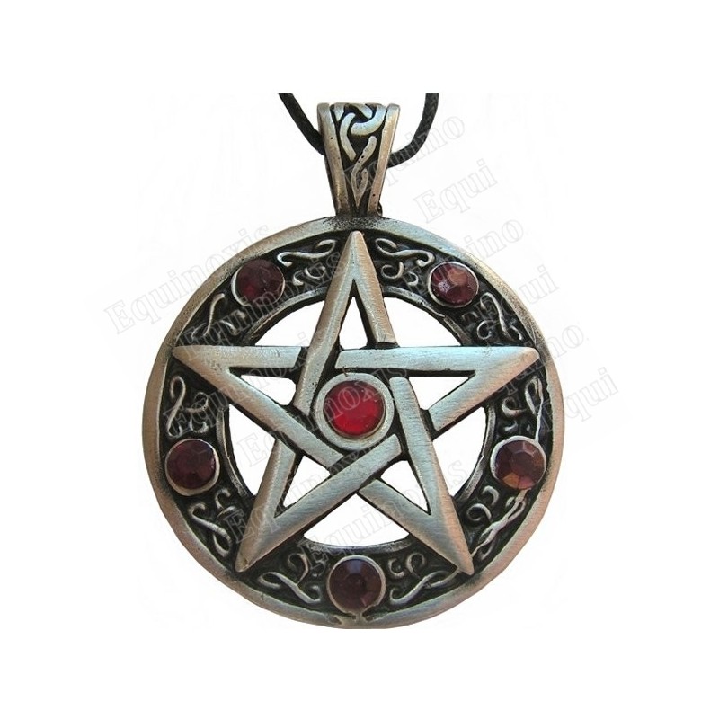 Ciondolo simbolico – Pentagramme con pietre rosse
