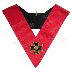 Sautoir maçonnique moiré – RSAA – 18° grado – Sovrano Principe Rosa-Croce –  Croix pattée simple – Ricamato a macchina