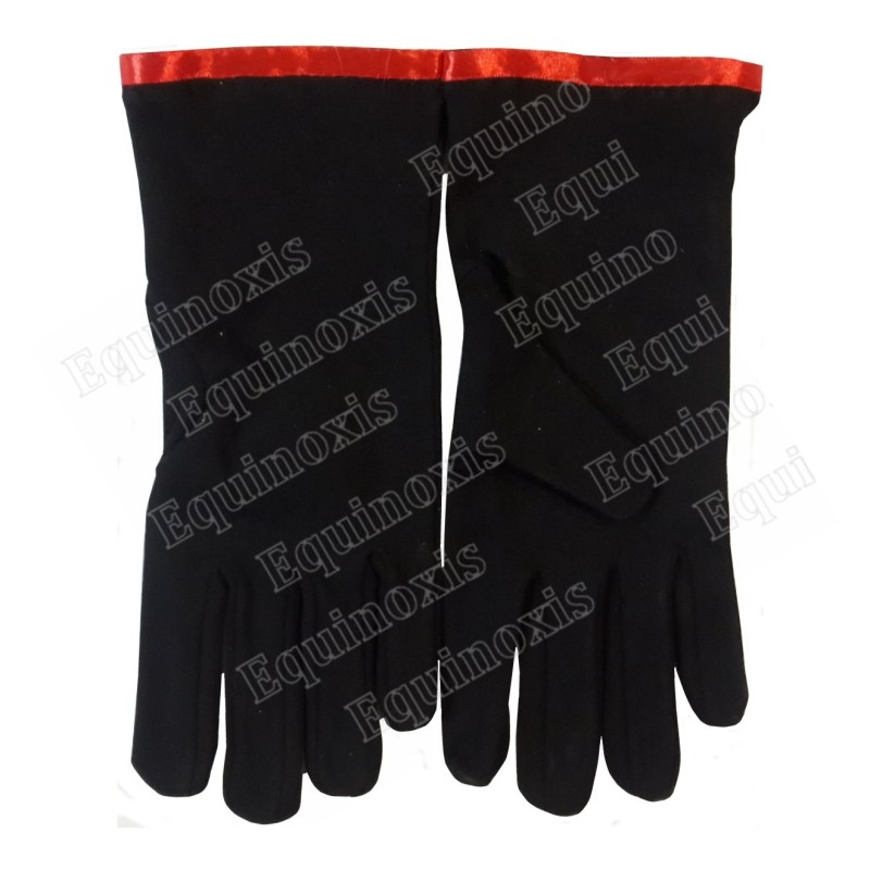 Gants maçonniques coton – Noir avec liseré rouge – Taille XXXL