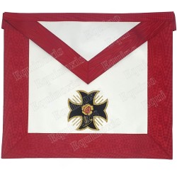 Grembiule massonico in similpelle – RSAA – 18° grado – Cavaliere Rosa-Croce – Croix pattée – Ricamato a macchina