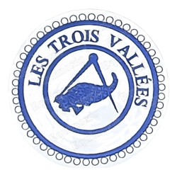 Badge / Macaron GLNF – Petite tenue provinciale – Grand Intendant – Les Trois Vallées– Bleu – Ricamato a macchina
